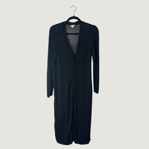 J Jill Long Cardigan Size S Black Button Front Linen Rayon Blend Sweater Duster